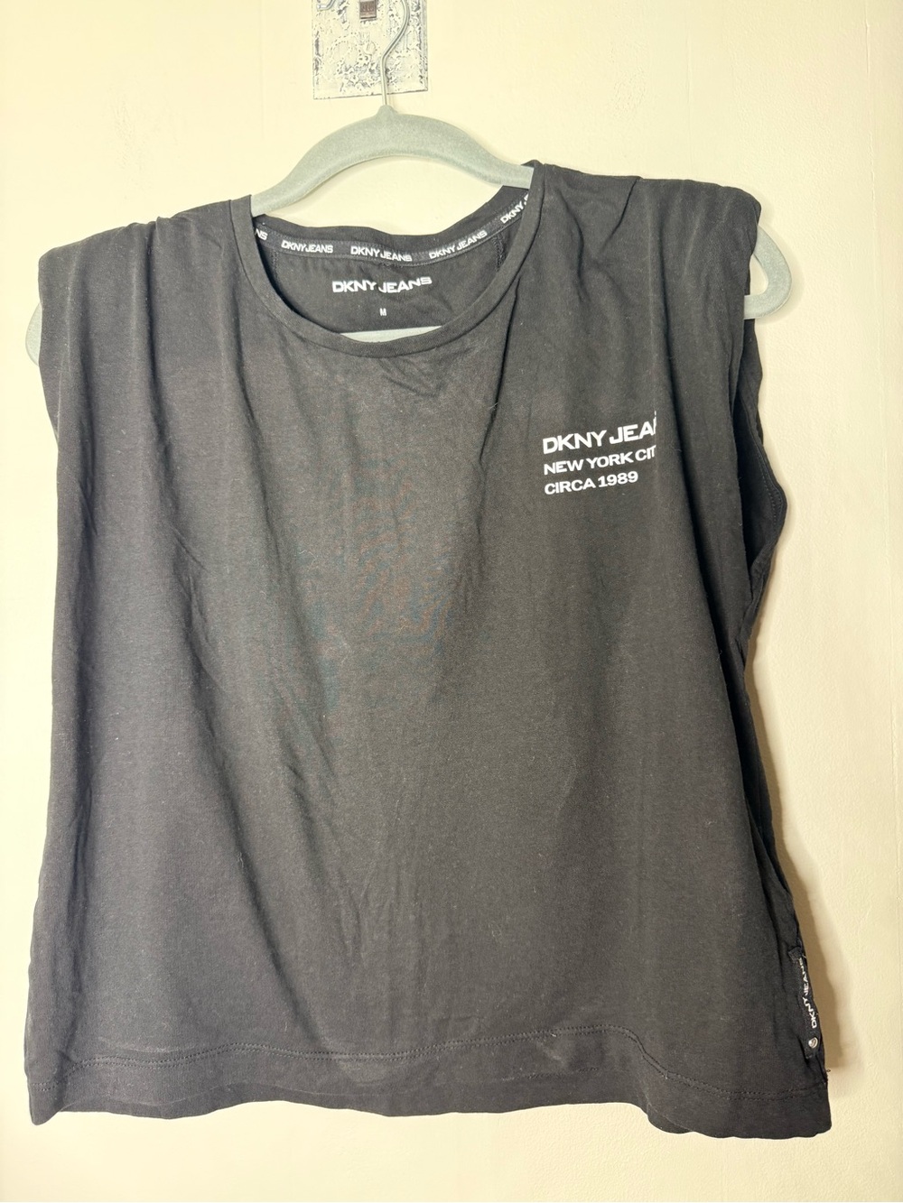 DKNY Jeans Black Sleeveless Tee with Chest Logo